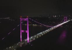 FSM Köprüsü 'Meme Kanseri Farkındalık Ayı' kapsamında pembe ışıklarla aydınlatıldı