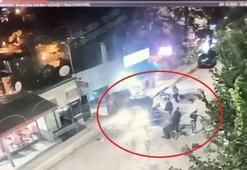Otomobilin çarpmasıyla 6 kişinin yaralandığı kaza kamerada