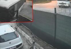 Arnavutköy'de freni tutmayan midibüs bahçeye girdi; sürücü kapısından tuttu ama durduramadı