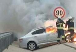 Çanakkale’de otomobil alev alev yandı; o anlar kamerada