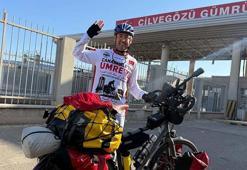 Rüyasını gerçekleştirmek için umreye giden bisikletli, Suriye'ye geçti