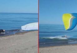 Ordu'da yamaç paraşütçüsü denize indi
