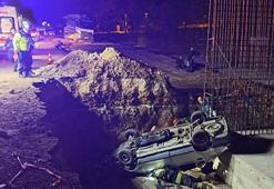 Otomobil, yol yapımı için kazılan çukura düştü; 1 ölü, 5 yaralı
