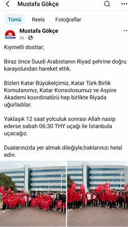 Katar’da mahsur kalan sporcular Türkiye’ye dönüş yoluna geçti