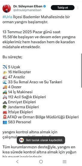 İzmirde orman yangını