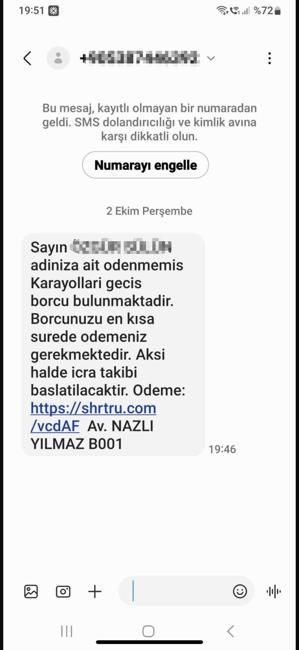 Avukatın adıyla sahte mesajla dolandırıcılık girişimi