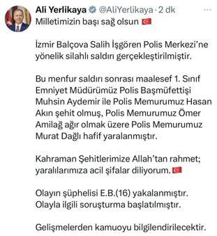 İzmirde polis merkezine silahlı saldırı: 2 şehit, 2 yaralı