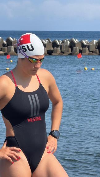 Aysu Türkoğlu, Tsugaru Kanalını geçmek için start veriyor