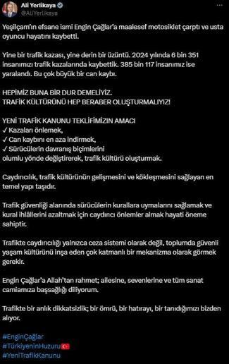 Bakan Yerlikaya: Trafik kültürünü hep beraber oluşturmalıyız