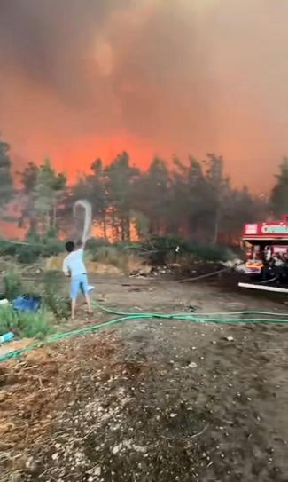 Seydikemerde tarım arazisinde çıkan yangın, Kaşta ormana sıçradı