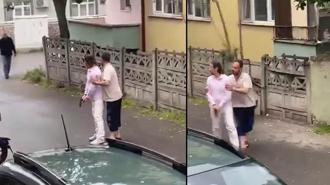 Egzoz sesinden rahatsız olup tabanca ve balyozla dışarı çıkan 2 kişiyi komşuları sakinleştirdi