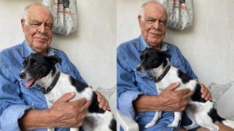 Kucağında köpeği Bediş ile DHA'ya konuştu