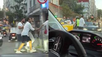 Nişantaşı’nda yol verme kavgasında sopayla kadının üzerine yürüdü