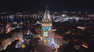 Galata Kulesi'nde 'E-Ticaret Haftası' kapsamında mapping gösterisi