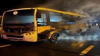 Zonguldak’ta seyir halindeki halk otobüsü yandı