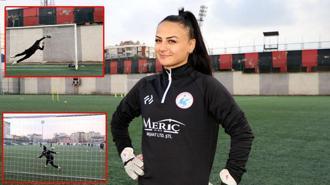 Vangücü takımının kalesi, babasının desteğiyle futbola başlayan Tokatlı Şeymanur'a emanet