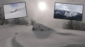 Deniz manzaralı yaylada kar güzelliği