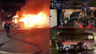 Midibüste çıkan yangın, park halindeki 5 motosiklete de sıçradı