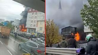 Pendik'te otomobilde çıkan yangın, 3 katlı ahşap binaya sıçradı