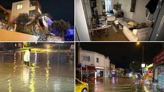 Bodrum'da sağanak; evin istinat duvarı çöktü, yollar göle döndü