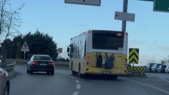 Beykoz'da otobüsün arkasında tehlikeli yolculuk