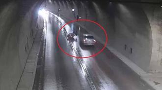 Tünelde motosiklet kazası kamerada