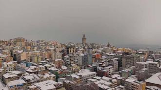 Tarihi yarımada beyaza büründü, seyirlik manzara havadan görüntülendi