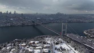 Beyaza bürünen Beykoz havadan görüntülendi