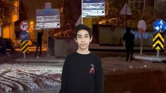 Karla kaplanan trafik levhalarını temizleyen 12 yaşındaki Kadir Emin, takdir topladı