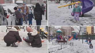 İstanbul'da kar etkili oldu; çocuklar keyfini çıkardı