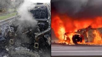 Esenyurt TEM Otoyolu'nda cip alev alev yandı