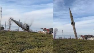 Minarenin kontrollü yıkımı kamerada