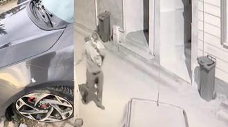 Kesici aletle 5 araca zarar verdi; olay kamerada