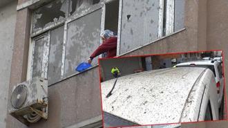 Sultangazi'de beton pompasının borusu patladı; 2 apartman ve 3 araç betonla kaplandı