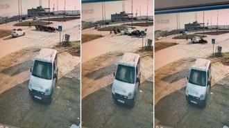 Otomobilin keçi sürüsüne çarptığı kaza kamerada