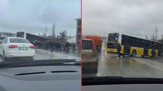 Büyükçekmece'de İETT otobüsü kaza yaptı; 5 yaralı