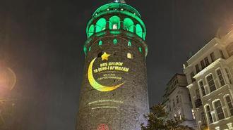 Galata Kulesi'nde ramazan ayına özel görseller yansıtıldı