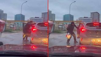 Pendik'te tartıştığı sürücüyü kolundan tutup otomobilden indirmeye çalıştı