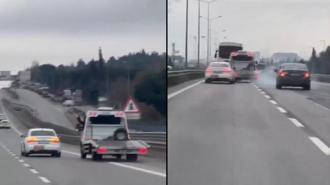 Tuzla’da sıkıştırdığı otomobile çarptı; sürücüyü darbeden çekici şoförü yakalandı