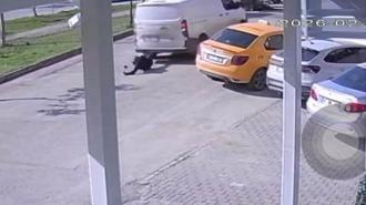 Yolun ortasında cep telefonu ile ilgilenen yayaya kamyonet çarptı