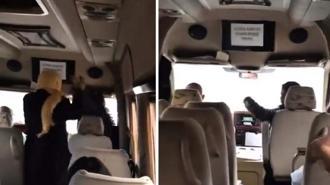 Minibüste kadınların 'sigara içme' kavgası kamerada