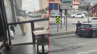 Büyükçekmece'de önce kıyafetlerini değiştirdi sonra dilendi