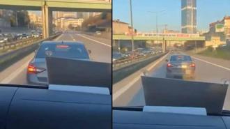 Şile Otoyolu’nda yol verme tartışması; şoföre küfür etti minibüse tekme attı