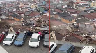 Fatih'te 2 binanın çökmesinin ardından yaşananlar kamerada