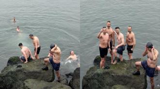 10 derece sıcaklıkta denize girdiler