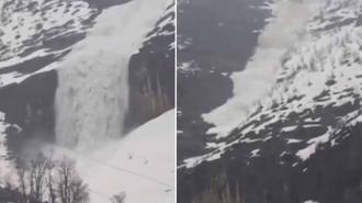 Beytüşşebap’ta çığ düşme anı kamerada