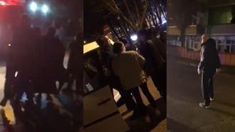 Hasarlı kaza sonrası sürücünün darbedildiği anlar kamerada