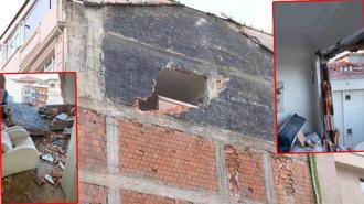 Güngören’de yıkım sırasında hasar gören 6 katlı bina tahliye edildi