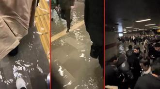 Mecidiyeköy metro alt geçidini su bastı; vatandaşlar yürümekte zorlandı