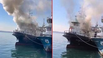 Sarıyer'de teknede elektrikli sobadan çıkan yangın söndürüldü